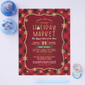 Red Pset Gold Snowflake Holiday Market Flyer (Enkel)