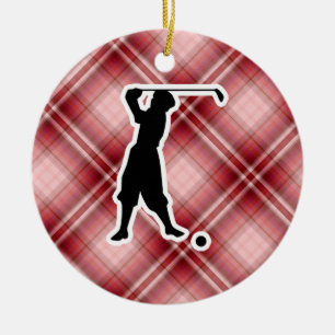 Red Pset  Golfer Keramisch Ornament