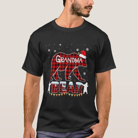 Red Pset Grandma Beer Kerstmis Pajama Matching F T-shirt (Voorkant)
