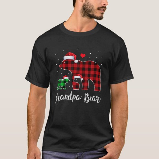 Red Pset Grandpa Buffalo Matching Pajama Christma T-shirt (Voorkant)
