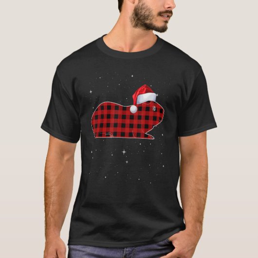 Red Pset Guinea Pig Kerstmis Matching Buffalo Fa T-shirt (Voorkant)