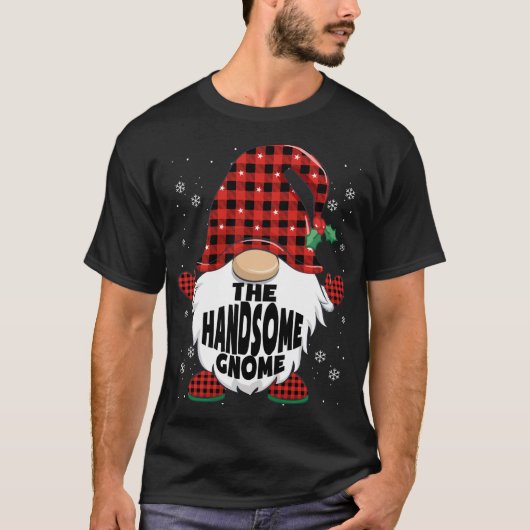 Red Pset Handsome Gnome kerst T-shirt (Voorkant)