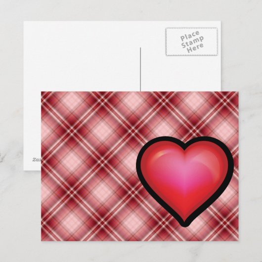 Red Pset Heart Briefkaart (Voorkant / Achterkant)