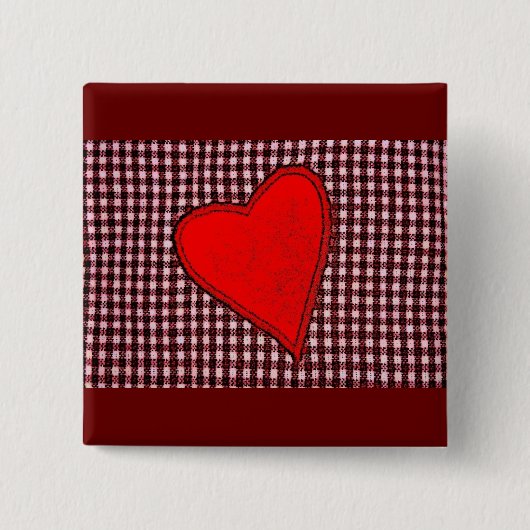 Red Pset Heart Vierkante Button 5,1 Cm (Voorkant)