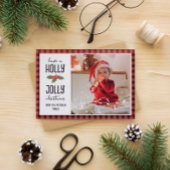 Red Pset heeft een Holly Jolly-kerstfoto Feestdagenkaart