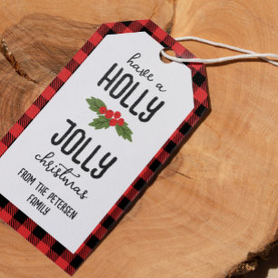Red Pset heeft een Holly Jolly Kerstmis van naam Cadeaulabel