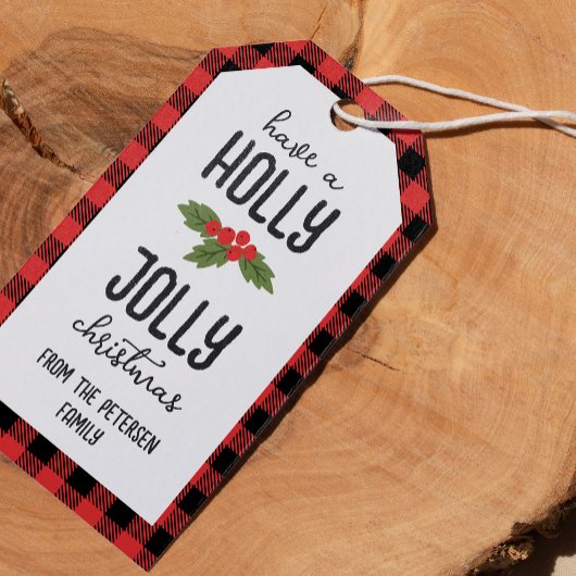 Red Pset heeft een Holly Jolly Kerstmis van naam Cadeaulabel