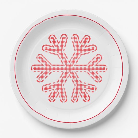 Red Pset Holiday Snowflake Kerstmis Papieren Bordje (Voorkant)