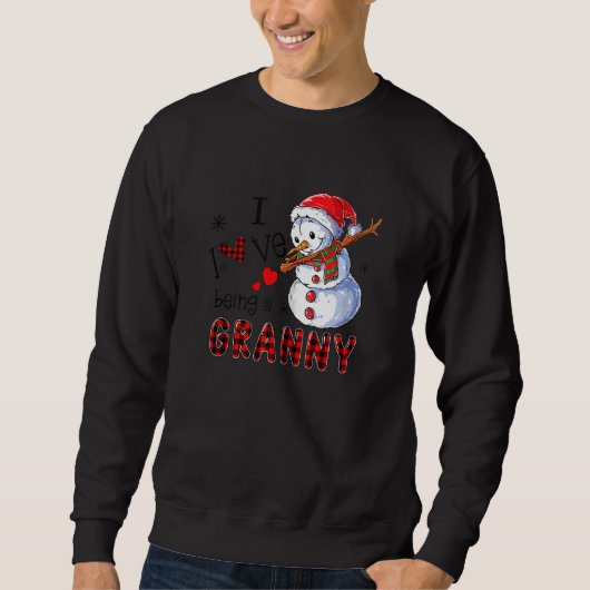 Red Pset I Love is a Granny Snowman Dabbing Ch Trui (Voorkant)