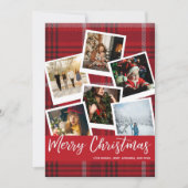 Red Pset Instant Multi Photo Merry Kerstmis Kaart (Voorkant)