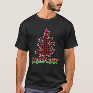 Red Pset Kerstmis Dinosaur Tree Rex Pajamas Funn T-shirt