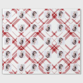 Red Pset Kerstmis Hoiday Square Foto aangepast Cadeaupapier (Vlak)