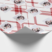 Red Pset Kerstmis Hoiday Square Foto aangepast Cadeaupapier (Hoek)