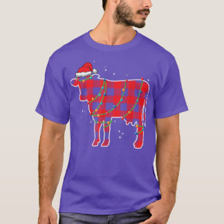 Red Pset Koe Bull kerstlampjes Funny Xmas San T-shirt
