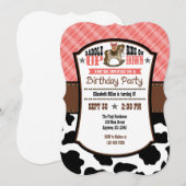 Red Pset Koeienhuid Cowboy Birthday Invite Kaart (Voorkant / Achterkant)