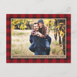 Red Pset Kraft Couple Foto Merry Kerstry Briefkaart