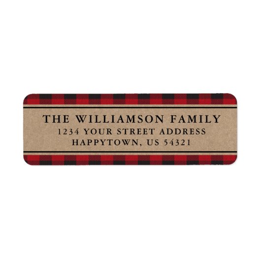 Red Pset Kraft Holiday Return Address Labels (Voorkant)