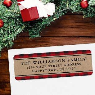 Red Pset Kraft Holiday Return Address Labels