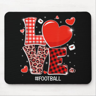 Red Pset Leopard Love Football Heart Sports Valen Muismat