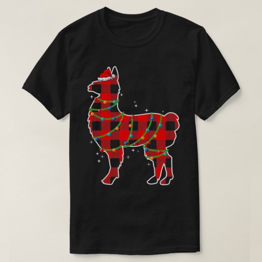 Red Pset Llama Kerstlights Funny Llama Santa T-shirt (Design voorkant)