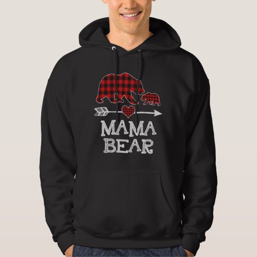 Red Pset Mama Beer 1 Cub Matching Buffalo Pajam Hoodie (Voorkant)