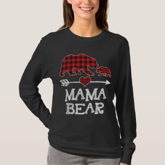 Red Pset Mama Beer 1 Cub Matching Buffalo Pajam T-shirt