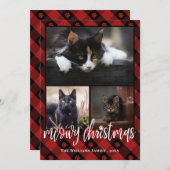 Red Pset Meowy kerstfoto Collage Feestdagenkaart (Voorkant / Achterkant)
