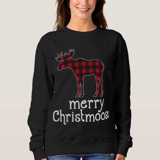 Red Pset Merry Christmoose Kerstmis Moose Lovers Trui (Voorkant)