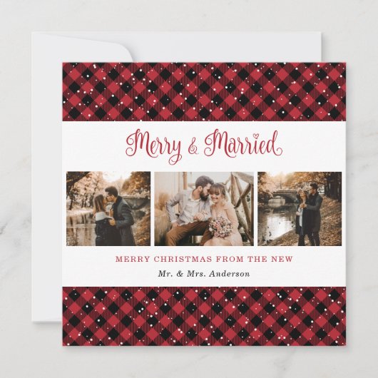Red Pset Merry en gehuwde Kerstmis Feestdagenkaart (Voorkant)
