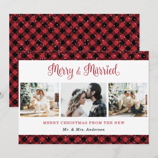 Red Pset Merry en huwelijkskerstKaart Feestdagenkaart (Voorkant / Achterkant)
