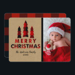 Red Pset Merry kerstbomen Kraft Holiday Kaart<br><div class="desc">Pas met tekst voor om het even welke gebeurtenis aan.</div>