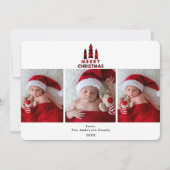 Red Pset Merry kerstfeestdag 3 Foto's Foto Kaart (Voorkant)