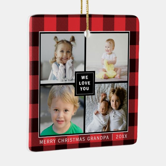 Red Pset|Merry Kerstopa|Foto Collage Keramisch Ornament (Rechts)