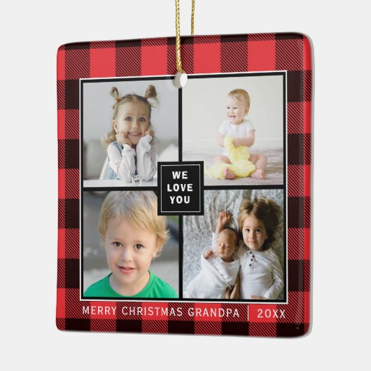 Red Pset|Merry Kerstopa|Foto Collage Keramisch Ornament (Links)