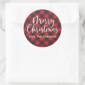 Red Pset Merry kersttypogray Script Ronde Sticker (Tas)