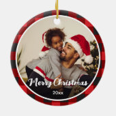 Red Pset met kerstmis Keramisch Ornament (Achterkant)