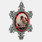 Red Pset met kerstmis Tin Sneeuwvlok Ornament (Links)