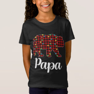Red Pset met kerstverlichting Papa Beer Xmas Pajam T-shirt