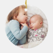 Red Pset Monogram kerstversiering met foto Keramisch Ornament (Achterkant)