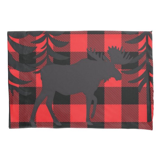 Red Pset Moose Silhouette Kussensloop (Voorkant)