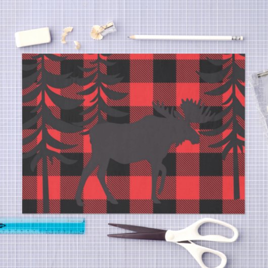 Red Pset Moose Silhouette Tissuepapier (Craft)