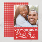 Red Pset Mr. & Mrs. Kerstfotokaart Feestdagenkaart (Voorkant / Achterkant)