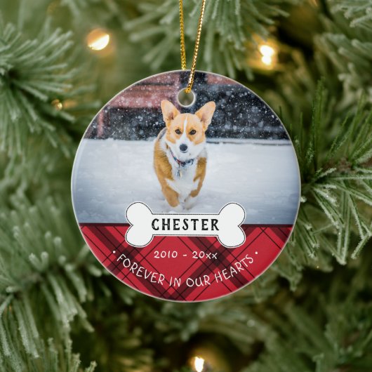 Red Pset-naam & foto voor altijd in ons hart Keramisch Ornament (Boom)
