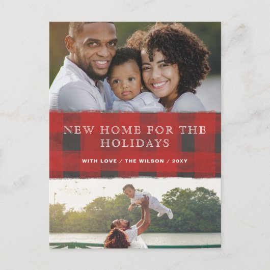 Red Pset New Home voor Feestdagen Foto's verplaats Briefkaart (Voorkant)