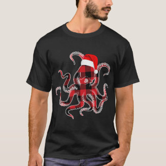 Red Pset Octopus Pajama Family Buffalo Kerstmis T-shirt