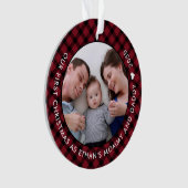 Red Pset Ons eerste kerstfeest als foto van mama e Ornament (voorkant)