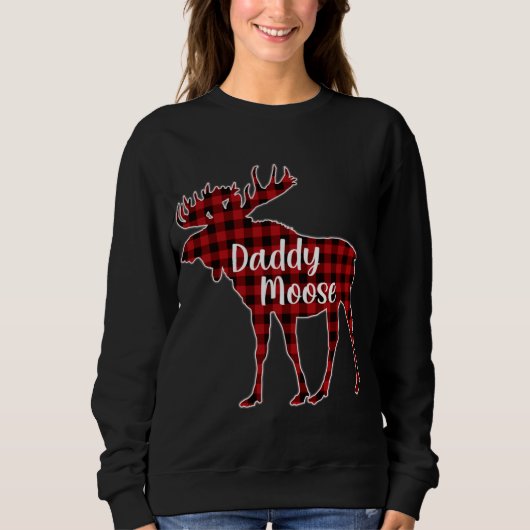 Red Pset papa Moose Buffalo Matching Family Paja Trui (Voorkant)