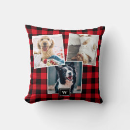 Red Pset Pattern 3 Foto Collage Monogram Pillow Kussen