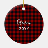 Red Pset Pattern Cat Photo Meowy Kerstmis Keramisch Ornament (Achterkant)