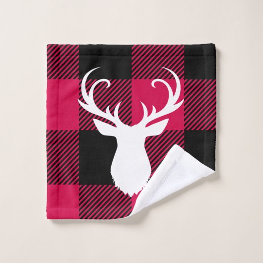 Red Pset Pattern en Deer Kerstmis Bad Handdoek (Wasdoekje)